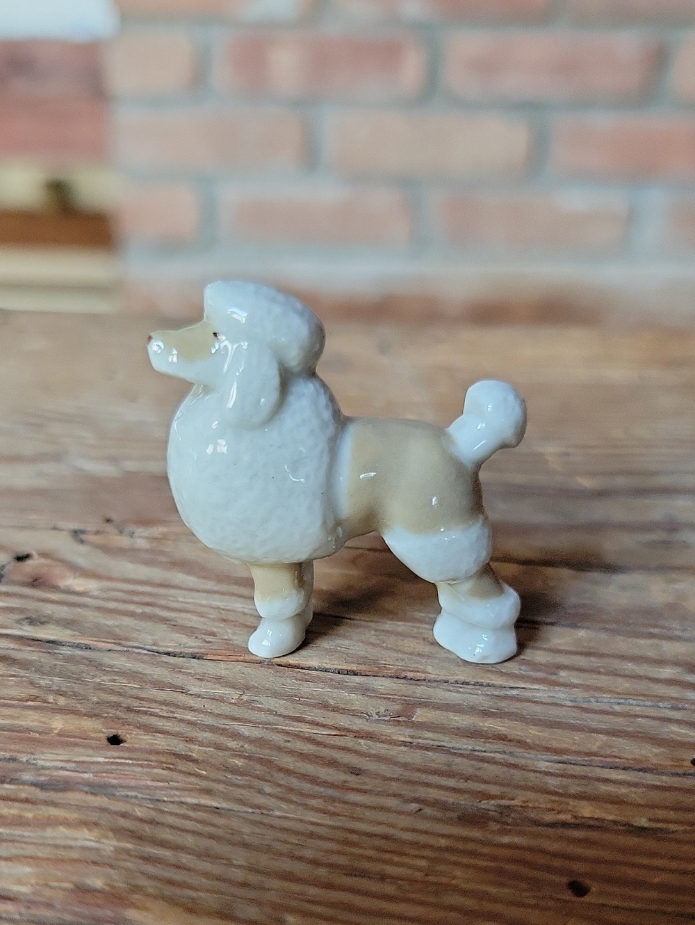 Vintage Porcelain Standard Poodle Figurine in Cream and Light Brown